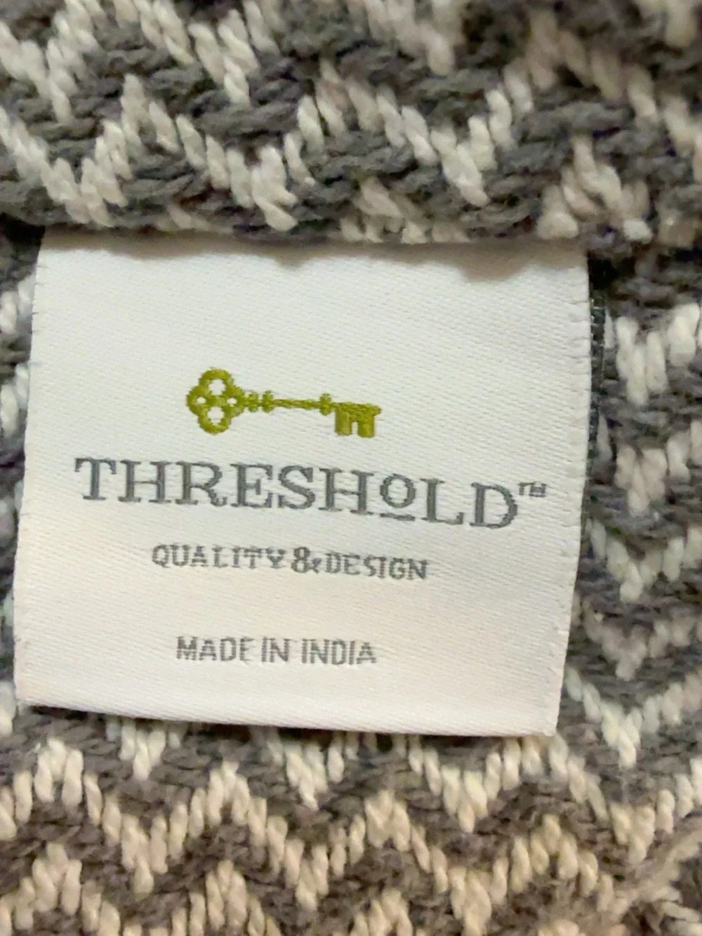 Threshold 100% Organic Cotton Full Queen Herringbone Blanket 88x82 Gray/White